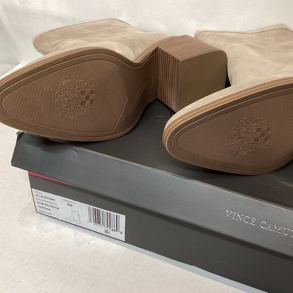 Sz.9W Vince Camuto Water-Repellent Suede Mid-Shaft Boots -Kortimy Almond - Picture 9 of 14